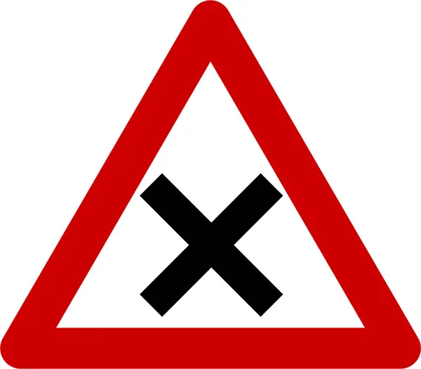 교차로와 경고 표시 — 스톡 사진
