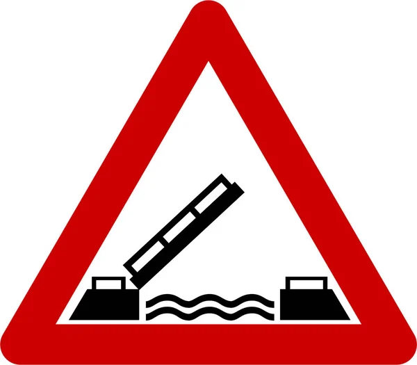 Varovným signálem s padací most — Stock fotografie