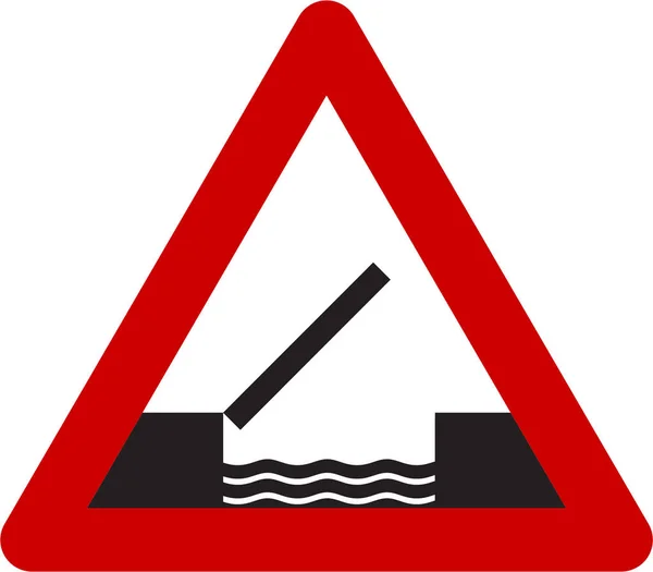 Znak ostrzegawczy z most zwodzony — Zdjęcie stockowe