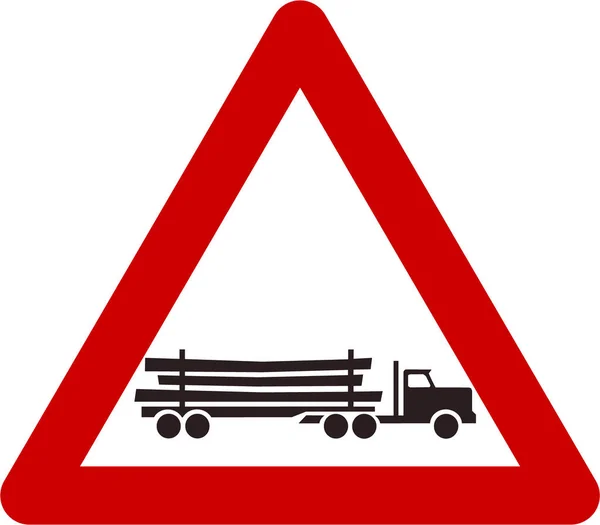 Предупреждающий знак с грузовиком — стоковое фото