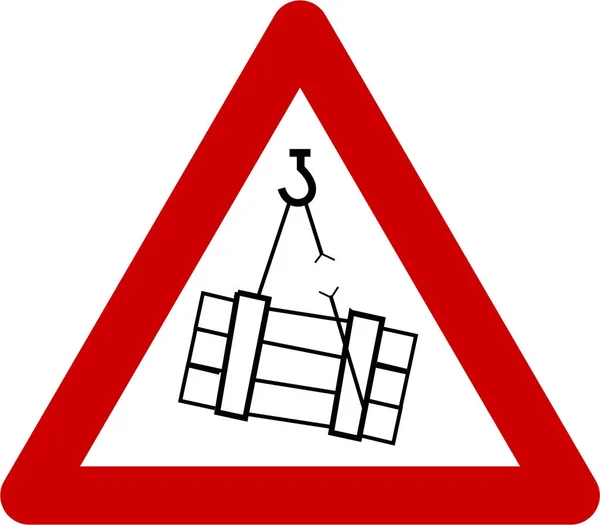 Znak ostrzegawczy z zawieszonymi ładunkami — Zdjęcie stockowe