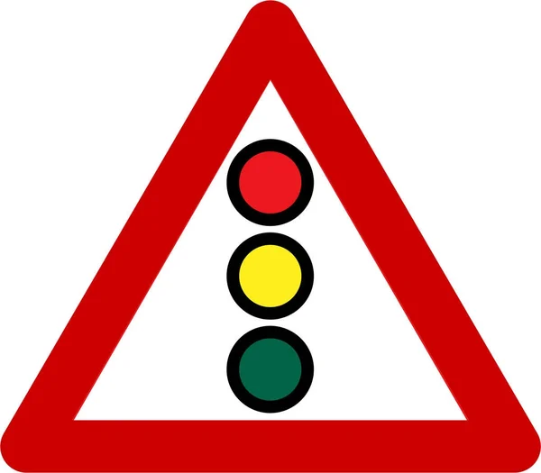 Señal de advertencia con semáforo — Foto de Stock