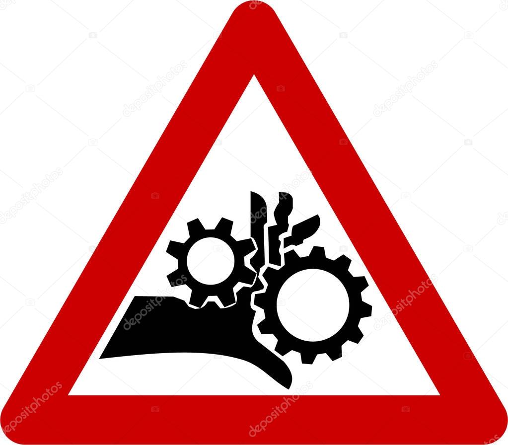 Warning sign with rotating parts