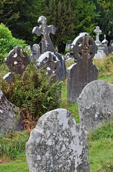 Επιτύμβιες Στήλες Στο Glendalough Ιρλανδία — Φωτογραφία Αρχείου