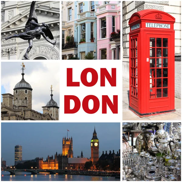 Londen bezienswaardigheden collage — Stockfoto