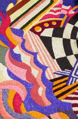 Spello, İtalya - 7 Haziran: Çiçek halı üzerinde 7 Haziran 2015 Spello, İtalya. Bu olay her yıl yer alır ve her sektörde bir belirli sanatçı veya konu onur