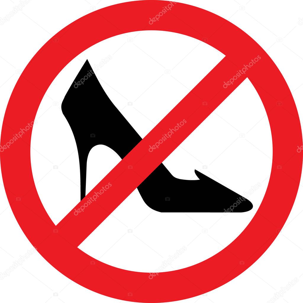 No high heel shoes sign