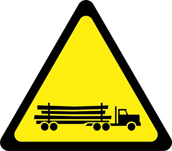 Waarschuwingsbord met Logging vrachtwagen — Stockfoto