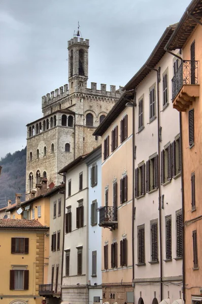 Stadtbild Von Gubbio Mit Palast Der Konsuln Umbrien Italien — Stockfoto