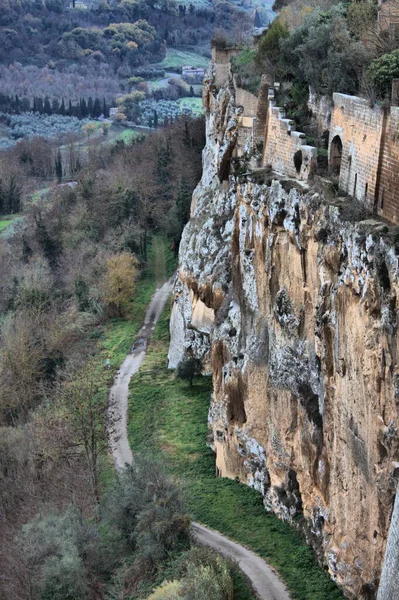 Murs Tuf Ancienne Ville Étrusque Orvieto Ombrie Italie — Photo