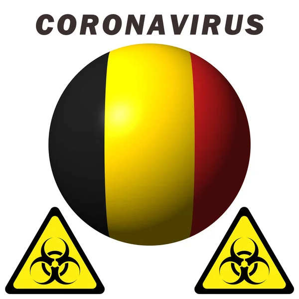 Señal Peligro Del Coronavirus Bandera Bélgica — Foto de Stock