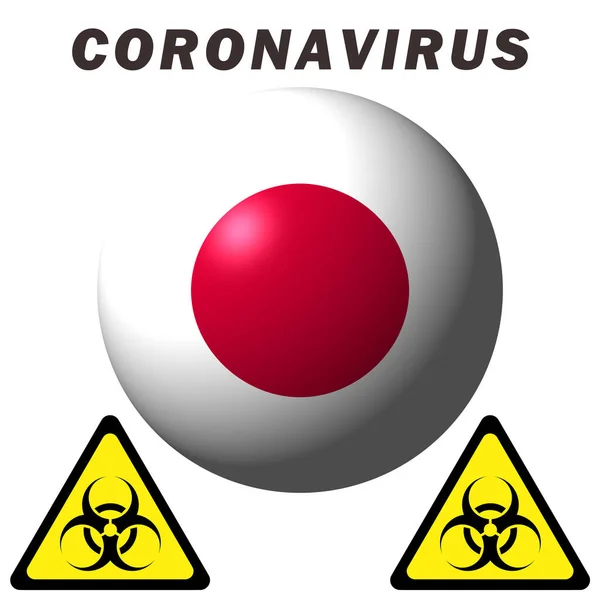 Señal Peligro Coronavirus Bandera Japón — Foto de Stock