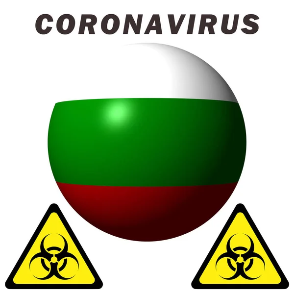 Знак Опасности Коронавируса Флаге Болгарии — стоковое фото