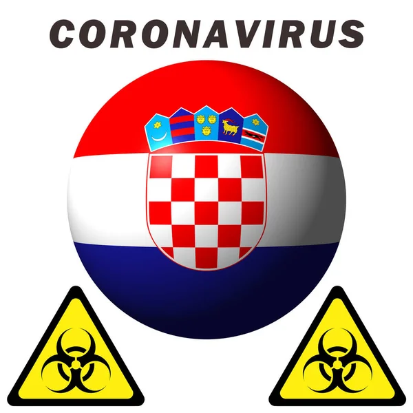 Segnale Pericolo Coronavirus Sulla Bandiera Croata — Foto Stock