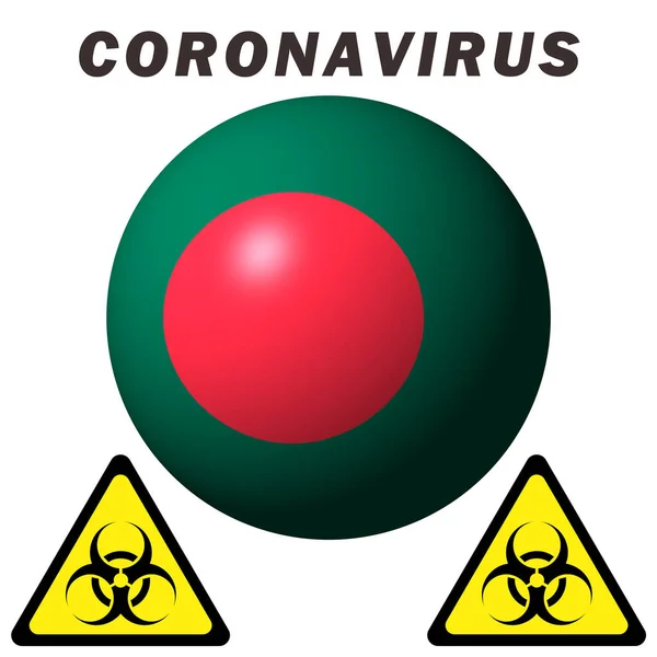 孟加拉国国旗上的Coronavirus危险标志 — 图库照片