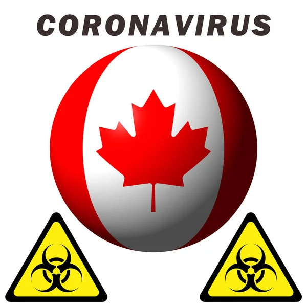 Segnale Pericolo Coronavirus Sulla Bandiera Canadese — Foto Stock