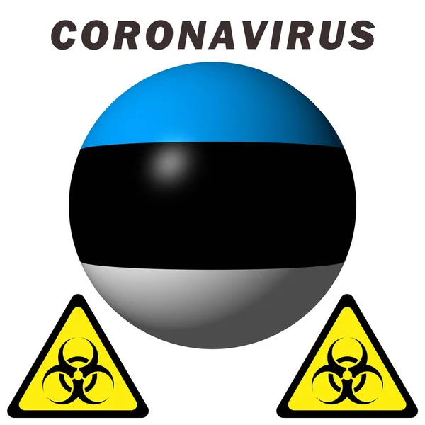 Coronavirus Hazard Sign Estonia Flag — Stock Photo, Image