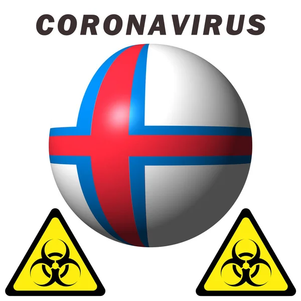 法罗群岛船旗上的Coronavirus危险标志 — 图库照片