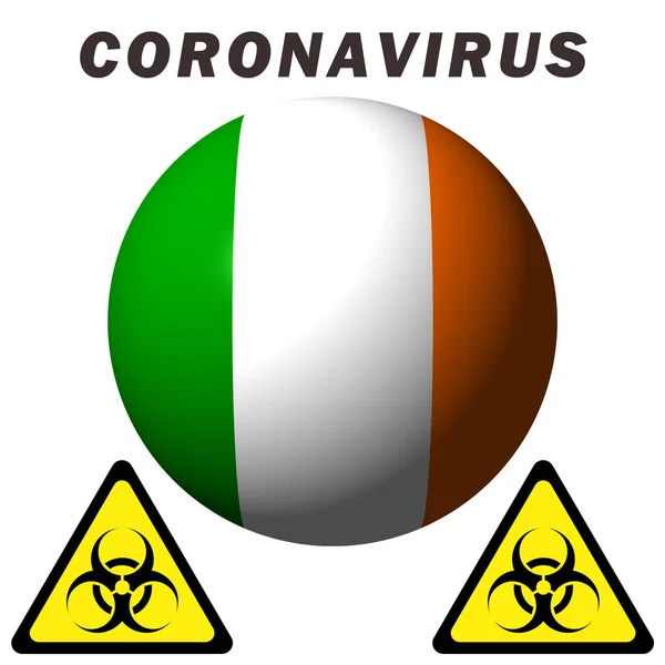 Segnale Pericolo Coronavirus Sulla Bandiera Irlandese — Foto Stock