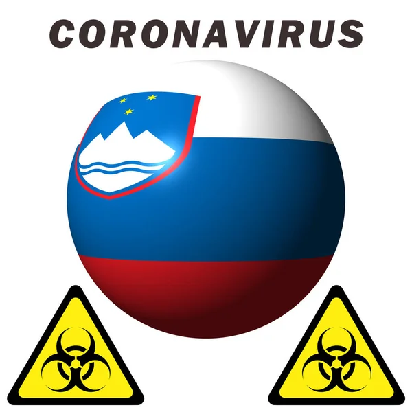 Знак Опасности Коронавируса Флаге Словении — стоковое фото