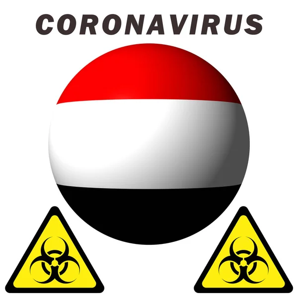 Señal Peligro Coronavirus Bandera Yemen — Foto de Stock