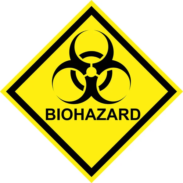 Sárga Figyelmeztető Jelzés Biológiai Veszély Szimbólummal Biohazard Szöveggel — Stock Fotó