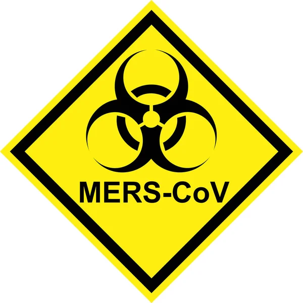 Жовтий Знак Небезпеки Біогазовим Символом Текстом Mers Cov — стокове фото