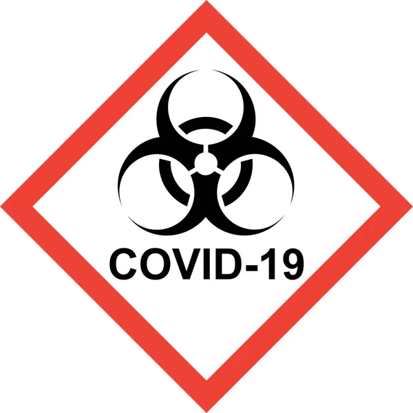 Piros Figyelmeztető Jelzés Biológiai Veszély Szimbólummal Covid Szöveggel — Stock Fotó