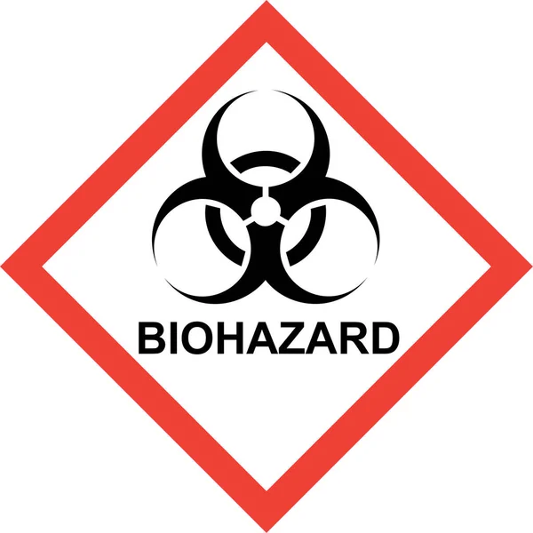 Rood Gevarenbord Met Biogevarensymbool Biohazard Tekst — Stockfoto