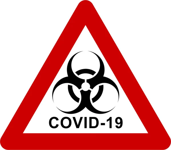 Figyelmeztető Jel Biológiai Veszély Szimbólummal Covid Szöveggel — Stock Fotó