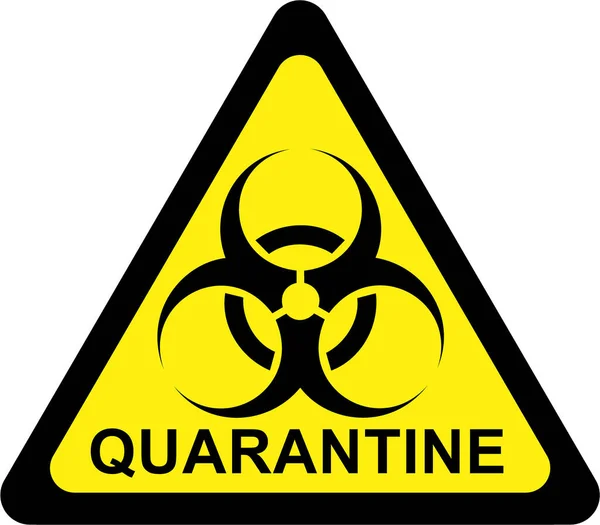 バイオハザード記号とQuarantineテキストで警告記号 — ストック写真