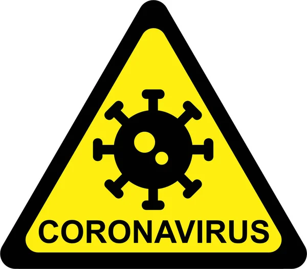 Προειδοποιητικό Σήμα Σύμβολο Του Ιού Και Κείμενο Coronavirus — Φωτογραφία Αρχείου