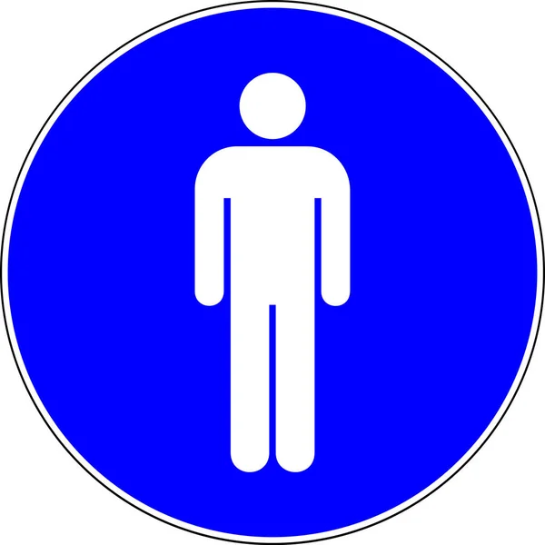 Toilets Assinar Com Símbolo Homem Sinal Azul Fundo Branco — Fotografia de Stock