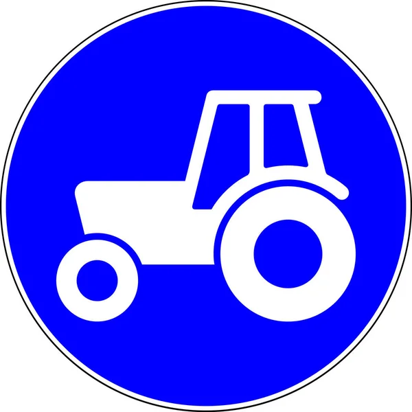 Tractor Toegestaan Blauw Bord Witte Achtergrond — Stockfoto