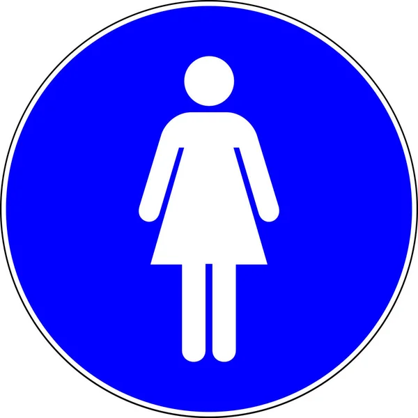 Toilets Assinar Com Símbolo Mulher Sinal Azul Fundo Branco — Fotografia de Stock