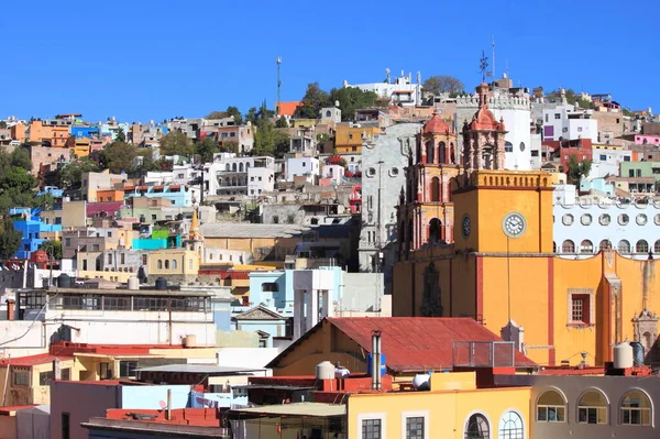 Panorámás Kilátás Színes Épületek Belvárosban Guanajuato Mexikó — Stock Fotó