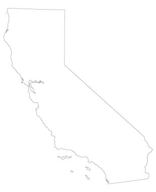 Kaliforniya haritası beyaz renklerle dolu