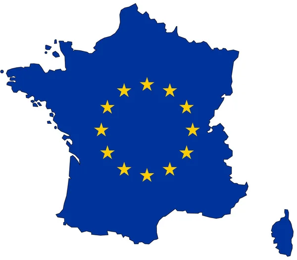 Karte Von Frankreich Mit Flagge Der Europäischen Union — Stockfoto