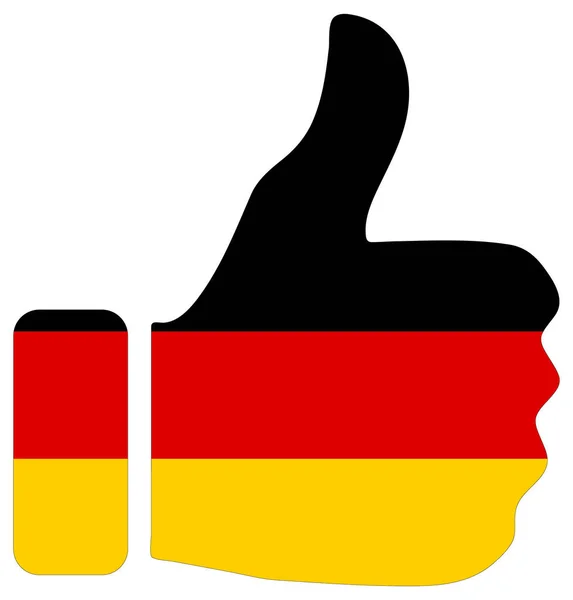 Tummen Upp Skylt Med Flagga Tyskland Nation — Stockfoto