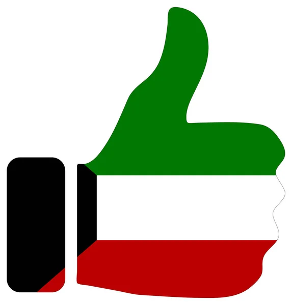 Pulgares Arriba Signo Con Bandera Kuwait Nación — Foto de Stock