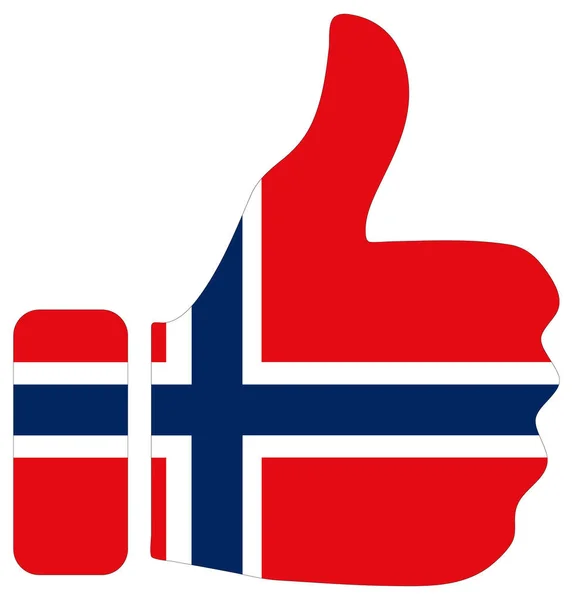 Kciuki Górę Znak Flagą Narodu Norweskiego — Zdjęcie stockowe