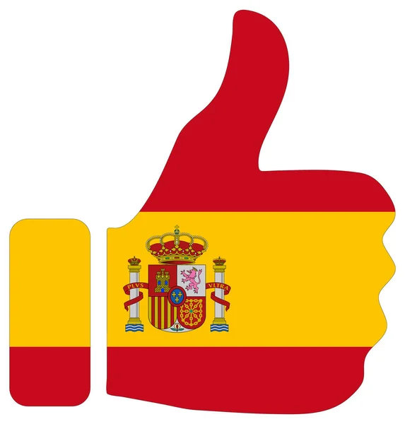 Pulgares Arriba Signo Con Bandera España Nación —  Fotos de Stock