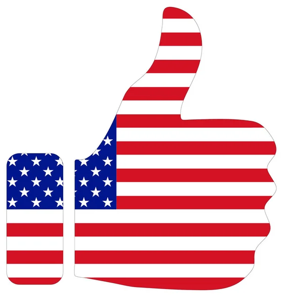 Palec Nahoru Znamení Vlajkou Usa Národa — Stock fotografie