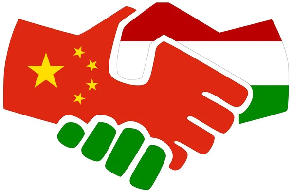 Китай Венгрия Рукопожатие Символ Согласия Дружбы — стоковое фото