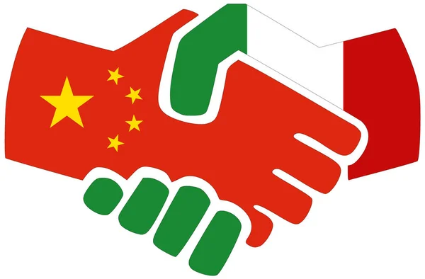 Chine Italie Poignée Main Symbole Accord Amitié — Photo