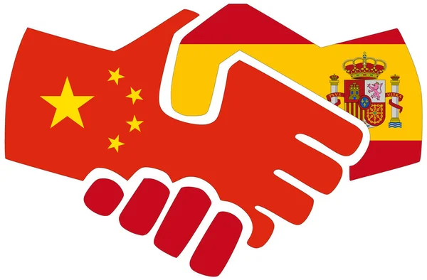 Китай Испания Рукопожатие Символ Согласия Дружбы — стоковое фото