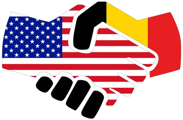 Usa Belgium Kézfogás Megállapodás Vagy Barátság Szimbóluma — Stock Fotó