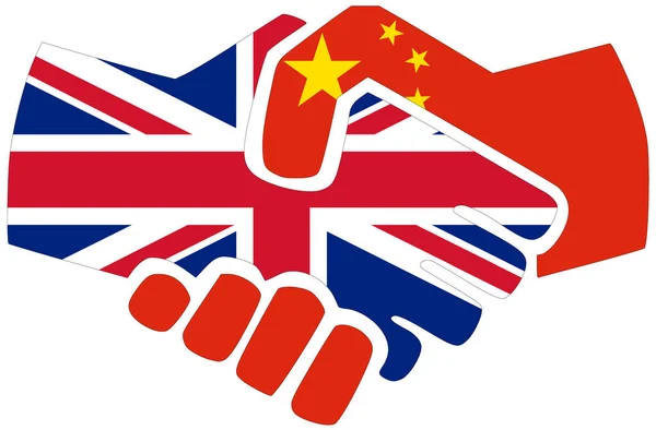Egyesült Királyság Kína Kézfogás Megállapodás Vagy Barátság Szimbóluma — Stock Fotó