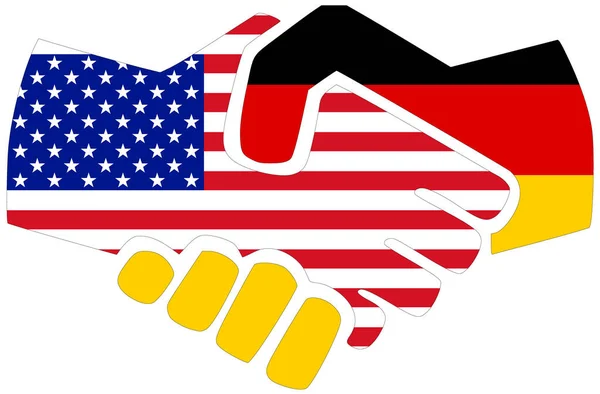 Usa Tyskland Handslag Symbol För Avtal Eller Vänskap — Stockfoto