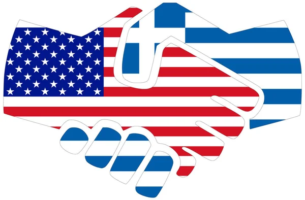 Usa Greece Handshake Symbol Agreement Friendship — Stock Photo, Image